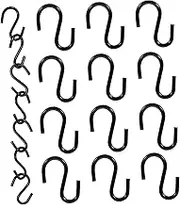 WATIIFUFU 100pcs Heavy Duty Black Metal S Hooks for Kitchen Bathroom Garage Garden Non Slip Design for Hanging Utensils Tools Scarves Towels More