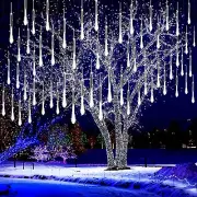 8 Tubes Meteor Shower Lights LED Snow Falling Icicle Cascading Christmas Lights