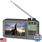 SEMIER 720p 4.3" Screen AM FM SW Movie Video Radio with Bluetooth, Rechargeab