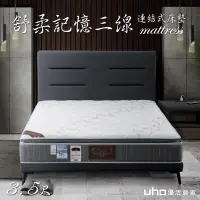 在飛比找PChome24h購物優惠-【UHO卡莉絲名床】舒柔記憶正三線3.5尺連結式床墊