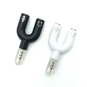 2 Pack 3.5mm Headphone and Mic Splitter Adapter U Shaped Audio Stereo Converter