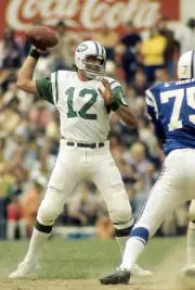 Quarterback Joe Namath New York Jets drops back to pass v the Bal- 1974 Photo