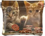 [YXYZRMY] Cats Poker Table PU Leather Squeeze Coin Purse, Coin Pouch Change Holder for Women Men, Mini Portable Cosmetic Bags for Women, Multi-colored, one size, Multi-style, Multi-colored, one size