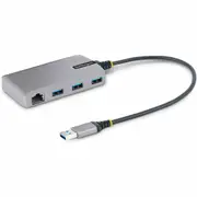 StarTech.com 3-Port USB Hub with Ethernet, USB-A Ports, Gigabit Ethernet/GbE, 5Gbps, Bus-Powered, 1ft/30cm Cable, Portable Lapto