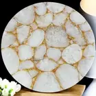 36" White Agate Round Tea Coffee Table Luxury Housewarming Furniture Hotel Decor