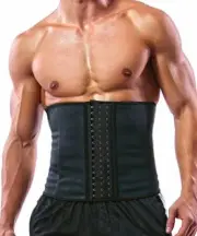 Men's Latex Fitness Waist Trainer Corsets w/ Steel Bone for Back Support (M)
