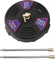 Stainless Steel Pressure Washer Surfaces Cleaner with Anti Slip Wands Quick Connect, ABS Brass Construction for Driveway Deck Maintenance