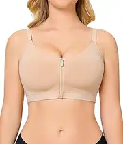 [CYDREAM] Womens Zip Front Closure Bra Push Up Wireless Seamless Bralettes Comfort Full Coverage Back Smoothing No Underwire