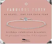 [Lucky Feather] 40th Birthday Gifts for Women, 14K Gold Dipped Beads Bracelet on Adjustable 7"- 8" Cord - Perfect 40th Birthday Gift Ideas for Her