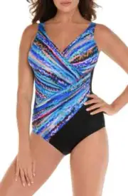 Miraclesuit Blue Oceanus One Piece Swimsuit Women's Size 14 L74239