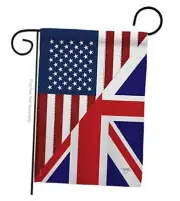 - US UK Friendship Flags of the World - Fabric 13 inches x 18.5 inches