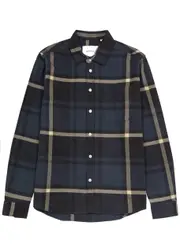 Les Deux Jeremy Checked Cotton Overshirt - Navy - L L