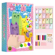 Magics Reveal Art Kit for Kids, DIY Scratch Painting Set with Squeegees, Paints & Stickers, Creative Gift for Boys & Girls