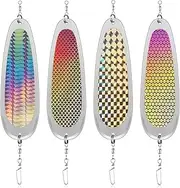 Arrowbash 4 Pcs Kokanee Dodger Fishing Teardrop Dodgers Flashers for Trolling Lure Tackle Salmon Fish