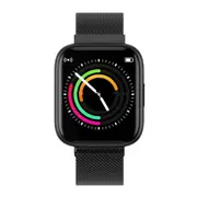 P6 1.4 inch Full Circle Full Touch Steel Strap Smart Sport Watch Waterproof, Support Real-time Heart Rate Monitoring / Sleep Monitoring / Bluetooth / Alarm Clock (Black)