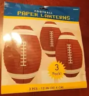 New 3 Pack Football Shaped Paper Lanterns 12 In 30.4 cm Party