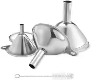 Stainless Steel Funnels Set of 3, Food Grade Mini Funnels for Liquids & Oils