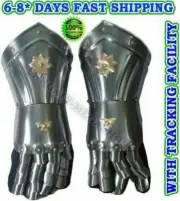 Medieval Knight Gauntlets Armor Gloves Gauntlet Chrome Finish Functional Item