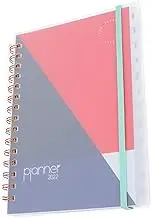 TEHAUX Convenient Travel Planner Notebook Gold Spiral 2022 English Agenda Book for School and Office Sturdy and Smooth Writing
