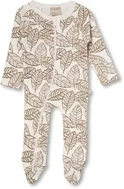 Babyushka Organic Stencil Leaf Zip Romper, 0