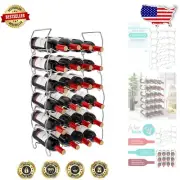 Durable Classic Metal Wine Rack - 6-Tier, Holds 24 Bottles, Silver Finish