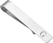 [uxcell] Initial Tie Clip for Men, Stainless Steel Letter g Alphabet Necktie Bar Pinch Clips 26 Letters A-Z with Gift Box for Regular Ties Wedding Father's Day, Silver Tone
