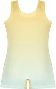 [GAIGEO] Yellow Light Cyan Gradient Girls Gymnastics Leotards Toddler Unitards Ballet Ballet Dance Outfit 2-3t