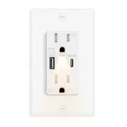 LED Night Light Outlet with 24W USB C+A Fast Charging, 4.8A, On/Off Switch