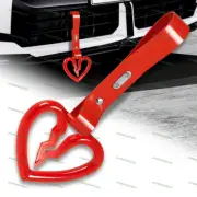 Red Crystal S Broken Heart JDM Ring Tsurikawa Train Car Handle Strap -Red PVC X1