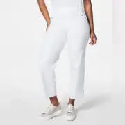 NWT Spanx Stretch Twill Cropped Wide Leg Bright White Pull On Size PS Petite