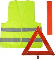 aiyraa 2 in 1 Emergency Warning Triangle & Reflective Safety Vest Kit, Car Safety Kit, Warning Triangles for Cars with Storage Case, Car Breakdown Kit, High Visibility Vest, Travel Roadside Aidt