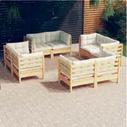 8 Piece Garden Lounge Set with Cream Cushions Pinewood vidaXL