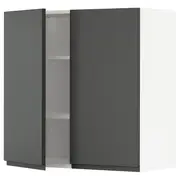 METOD wall cabinet with shelves/2 doors, white/Voxtorp dark grey, 80x37x80 cm