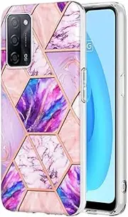 [WVYMX] Light Purple Case for Oppo A53S 5G/A55 5G/A54 4G Shockproof Anti-Scratch TPU Case with Marble Pattern Phone Case Cover for Ladies and Girls