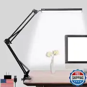 LED Desk Lamp, Adjustable Swing Arm Lamp with Clamp, Eye-Caring Reading Light