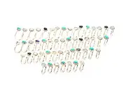 WHOLESALE 51PC 925 STERLING SILVER WHITE RAINBOW MOONSTONE MIX STONE RING LOT w6