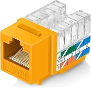 Everest 90° Angled RJ45 Cat6 Keystone Jacks 10-Pack in Yellow - Slim Profile Female RJ45 Connectors - Cat 6 Keystone Jack - Compatible with 90° Angled Speed Termination Tool - easyJACK (B094WB91H3)