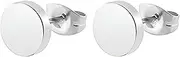 [Decentraland] 1 Pair Silvery Hypoallergenic Stainless Steel Flat Back Ear Disc Stud Earrings Fake Flatback Gauge Male Tiny Flat Button Earring Faux Plugs Aretes Para Hombre Piercing Women Men 3 mm