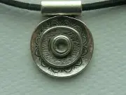 BOHO GYPSY SILVER SWIRL PENDANT LEATHER SUEDE CORD NECKLACE CHOKER JEWELRY