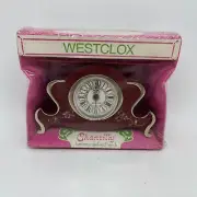 Westclox "Chantilly" Keywound Alarm Clock Luminous 12142 Burgundy NEW SEALED