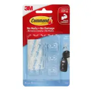 NEW 3M Command Mini Clear Hook 6 Pack By Spotlight