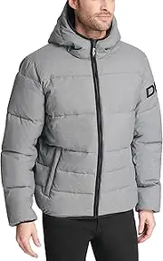 [DKNY] Men's Water Resistant Ultra Loft Hooded Logo Puffer Jacket (Standard and Big & Tall), New