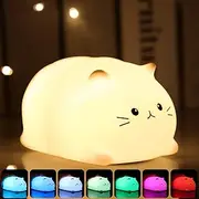 Tremdwoto cat Night Light for Kids, Animal Night Lights 7 Color Changing cat Lamp, Kawaii Night Light Room Decor, USB Rechargeable Soft Silicone NightLight for Baby Toddler Girl Boys,Gift (little cat)