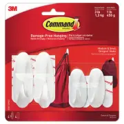 Command 170812VPES 1 lbs/3 lbs Cap Small/Medium Designer Hooks - White 4/PK New