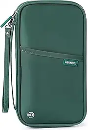 [wigmoa] Family Passport Holder, RFID Blocking Passport Wallet for Women, Men, Travel Essentials Wallet, Waterproof Passport Holder Bag, Travel Document Organizer, S-ME (Green)