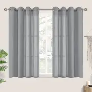 Linen Sheer Curtains for Bedroom, 45 inch Length 52"W x 45"L (Pack of 2) Grey