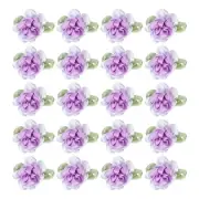 20Pcs 1" Ribbon Flowers Bows Mini Satin Roses Flowers Purple/White