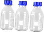 MUCKLILY 3Pcs Glass Reagent Bottles with Caps Sealing Sample Containers for Chemical Storage Transparent Design for Laboratory Use