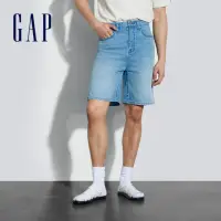 在飛比找momo購物網優惠-【GAP】男裝 Logo純棉寬鬆牛仔短褲-淺藍色(88990