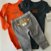 Carter's Baby Boy 6 Months 3-Piece Bodysuit Pant Set Monkey Orange Brown Cotton